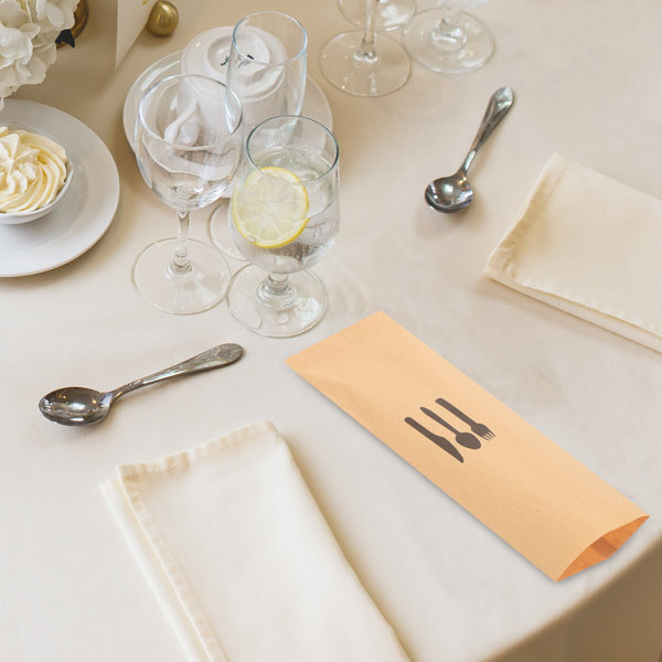 Homemaxs 100Pcs Kraft Paper Cutlery Holder Paper Silverware Holder